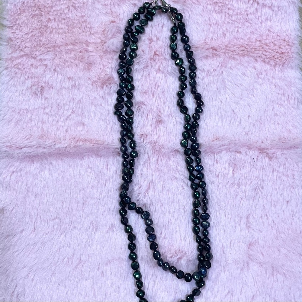 Handmade Genuine Black Baroque South Sea Pearl Layering Necklace 20” Peacock 17”